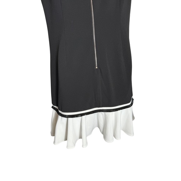 Calvin Klein Dress‎ Size 12 Black Dress & White Ruffle Hem A Line Party Cocktail - Picture 8 of 10